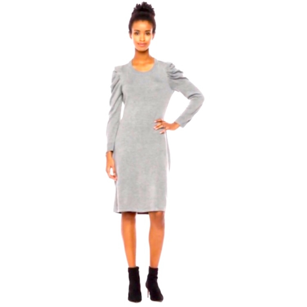 Calvin Klein Gray Puff Sleeve Sweater Dress